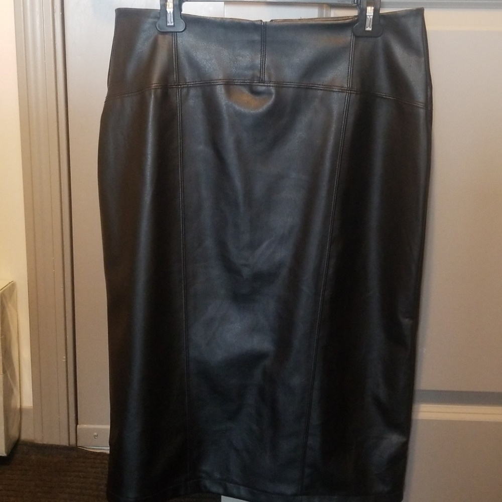 New York & Co. faux leather midi pencil skirt